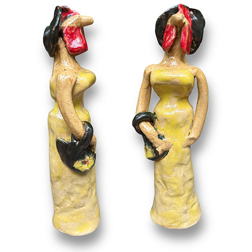 Mary Ferguson 8.25" Chicken in Yellow dress w/Black Purse DP5407 SOLD